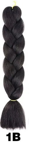 24-inch ombre pre-stretched Kanekalon jumbo braiding extensions by QP Hair, shown in natural black to blonde gradient.