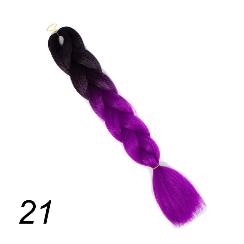 24-inch ombre pre-stretched Kanekalon jumbo braiding extensions by QP Hair, shown in natural ombre color and textured synthetic hair.
