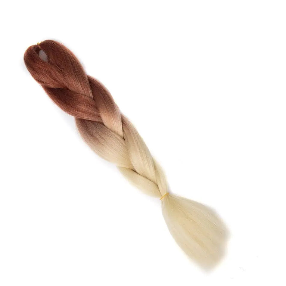 24-inch ombre pre-stretched Kanekalon jumbo braiding extensions by QP Hair, featuring synthetic braid extensions in vibrant color.