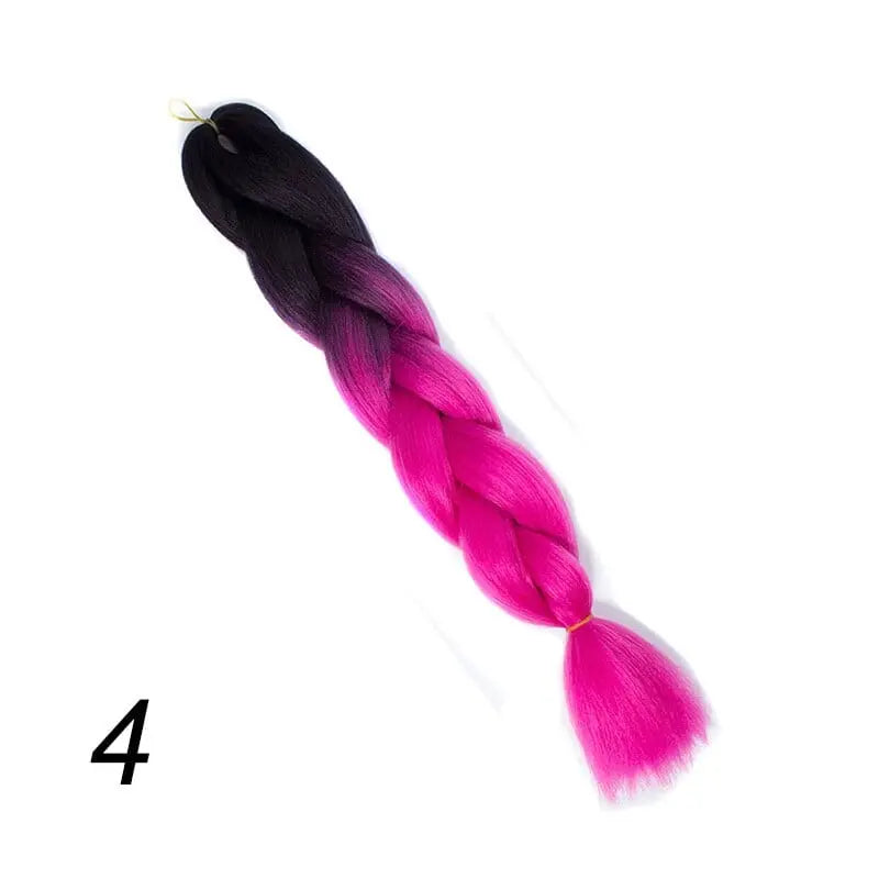 24-inch ombre Kanekalon jumbo braiding extensions, pre-stretched synthetic hair, in 100g bundle, for stylish braids.