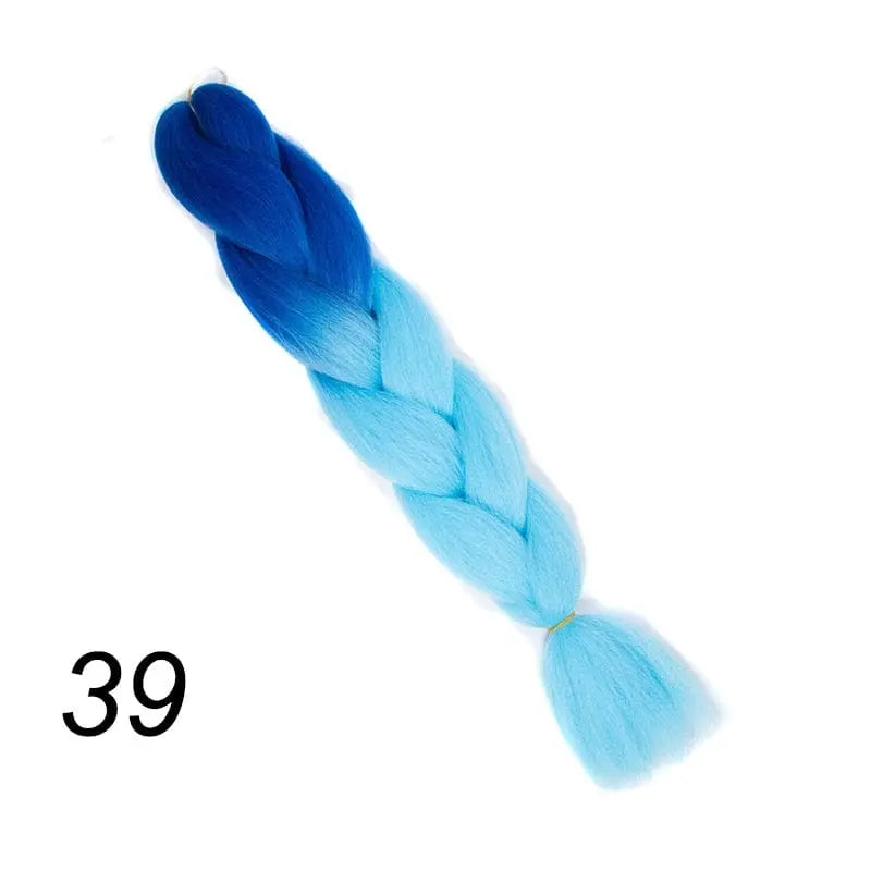 24-inch ombre pre-stretched Kanekalon jumbo braiding extensions by QP Hair, showcasing synthetic braids in vibrant ombre color.