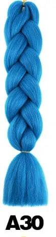 24-inch ombre pre-stretched Kanekalon jumbo braiding extensions from QP Hair, showcasing colorful synthetic braid strands.