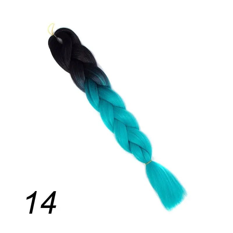 24-inch ombre pre-stretched Kanekalon jumbo braiding extensions by QP Hair with synthetic, colorful braided hair for styling.