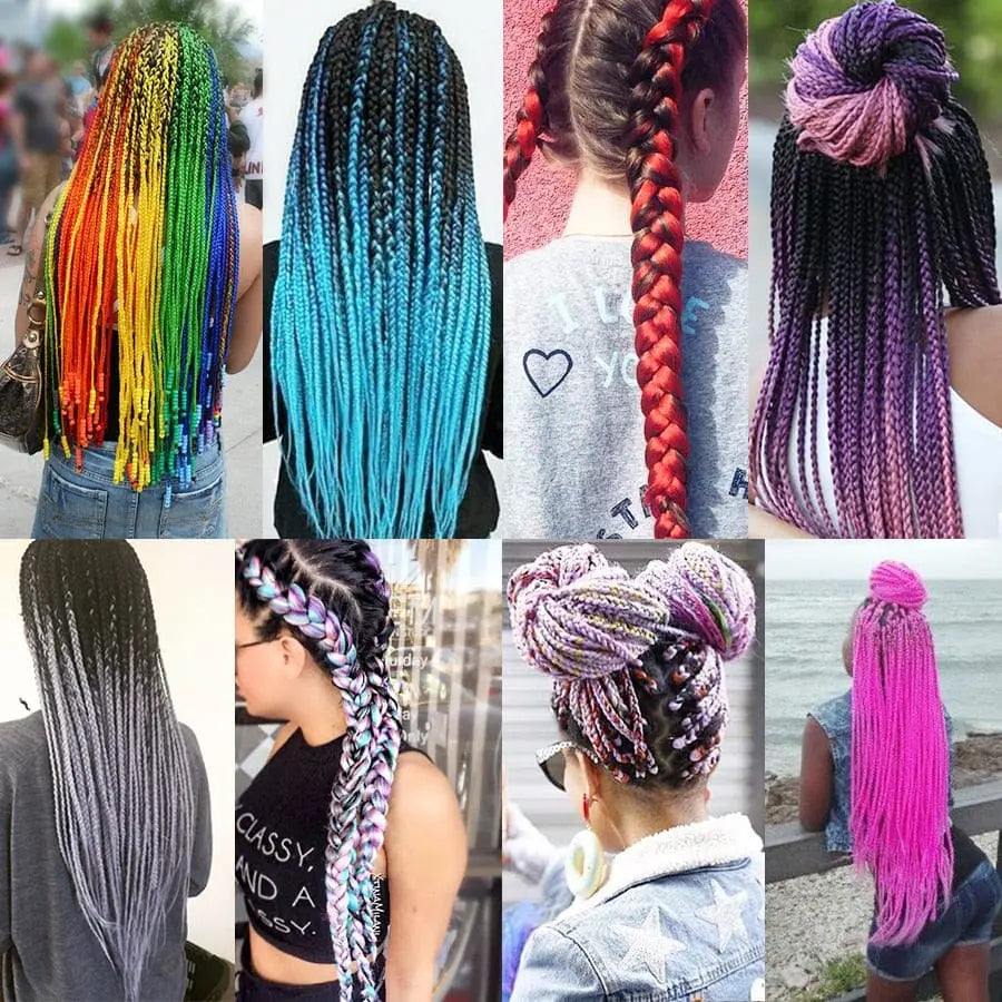 24-inch ombre pre-stretched Kanekalon jumbo braiding extensions by QP Hair, shown in natural black and blonde gradient.