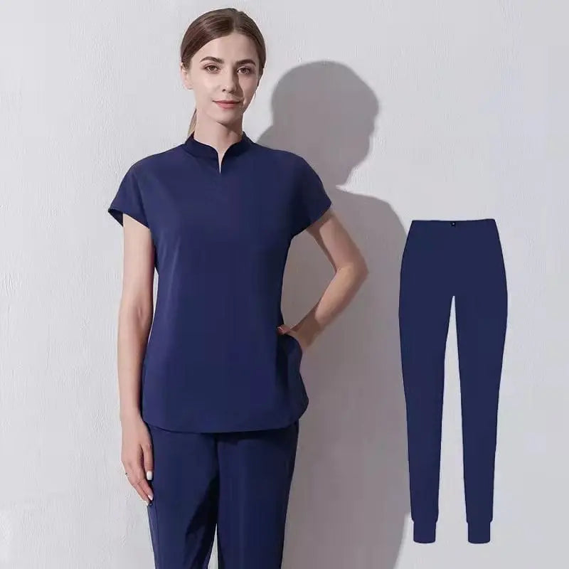Showlu Medical Scrubs featuring soft, stretchy, quick-drying spandex fabric, anti-wrinkle jogger nurse uniform for healthcare professionals