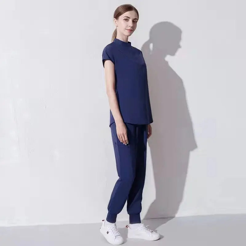 Showlu Medical Scrubs featuring soft, stretchy, quick-drying spandex fabric for nurse and healthcare professional uniforms.