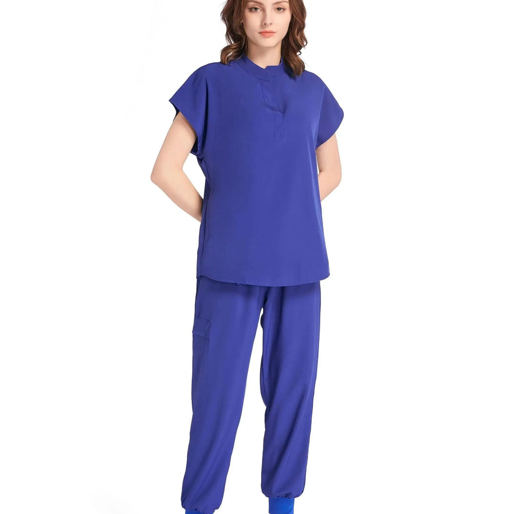 Showlu Medical Scrubs set featuring quick-drying, stretchy anti-wrinkle jogger nurse uniform with soft, comfortable fabric.