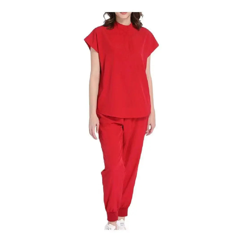 Showlu Medical Scrubs set featuring quick-drying, stretchy, anti-wrinkle jogger nurse uniform with soft fabric for healthcare professionals.