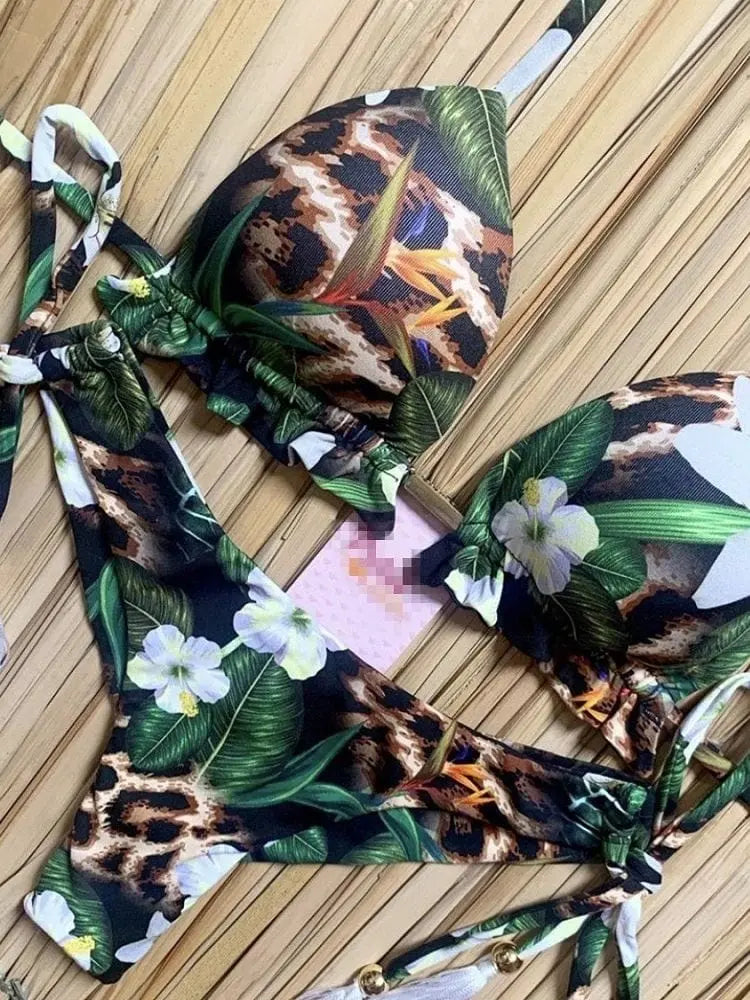 RUOTONGSEPT women's sports bikini set with push-up padded swimsuit, featuring a stylish and supportive design for active beachwear.
