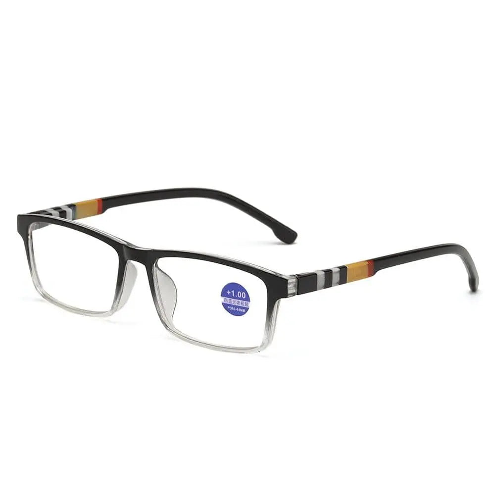 Showlu Fashion Store KLASSNUM sports anti-blue light reading glasses with black and red TR90 frame for men and women.