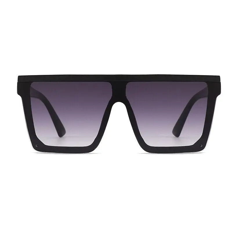 Showlu Retro Big Frame Square Sunglasses for women with black gradient lenses and UV400 protection.