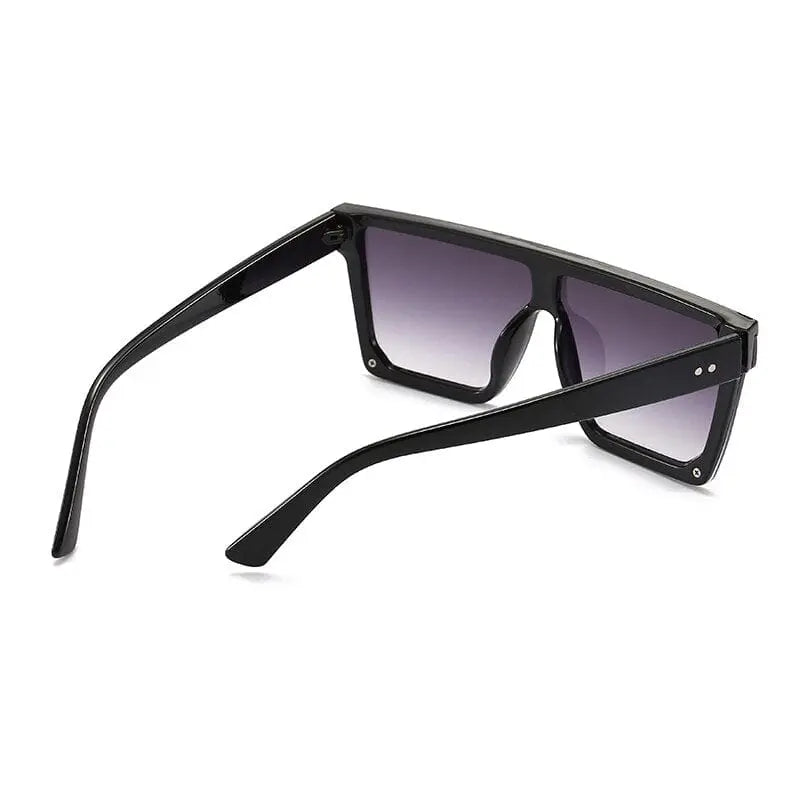 Showlu Retro big square sunglasses for women with black gradient lenses and UV400 protection, stylish and trendy eyewear.