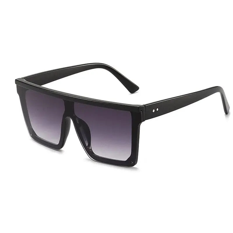 Showlu retro big square sunglasses for women with black frames and gradient UV400 lenses, stylish and trendy for 2023.