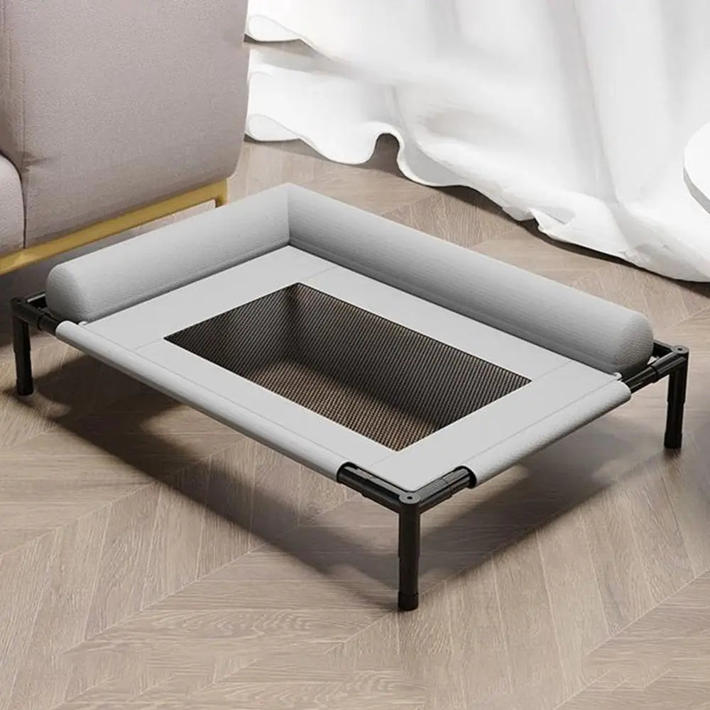 Showlu Mesh Elevated Dog Bed with breathable fabric and pillow, designed as a raised pet cot for comfort and cooling.