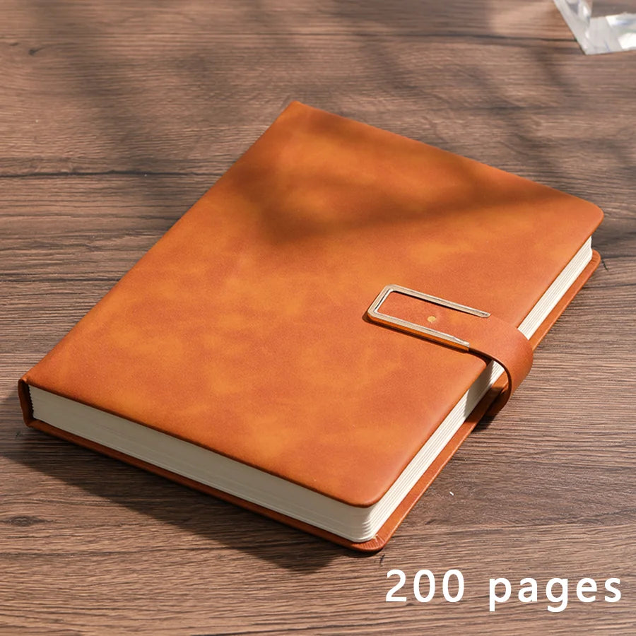 Showlu personalized vintage A5 leather notebook with soft cover, featuring custom engraving and classic journal design.