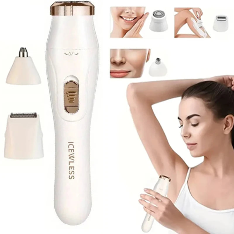 Showlu Fashion Store 3-in-1 shaver with USB charging, underarm hair removal, eyebrow trimmer, and nose hair trimmer device.