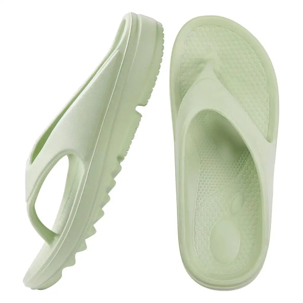 Comwarm thick sole flip flops by SHOWLU FASHION STORE, soft EVA yoga mat beach sandals for women, featuring cushioned soles and casual style.