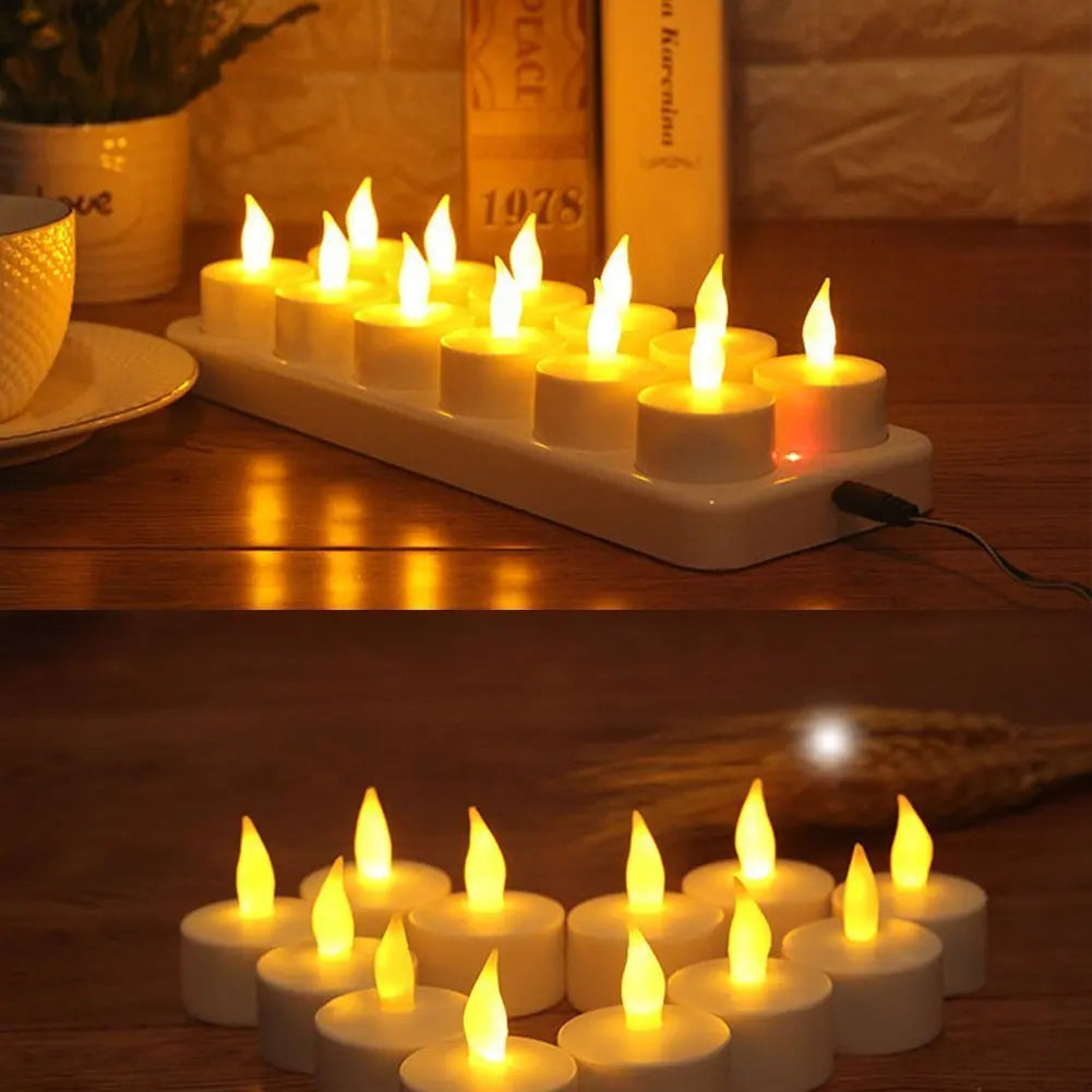 Showlu Smart General LED rechargeable candle set with flickering warm light, ideal for home decor and ambient lighting.