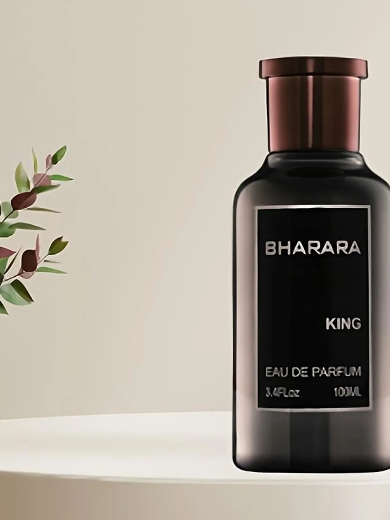 Woody amber men's cologne bottle, Bharara King EDP by Showlu Fashion Store, with musk and citrus notes, 3.4oz.