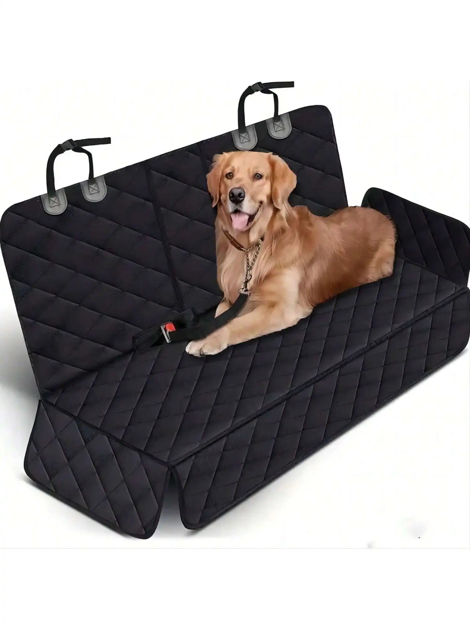 Showlu Waterproof Dog Car Seat Cover with pet travel mattress, showing a durable, water-resistant fabric in a car interior.