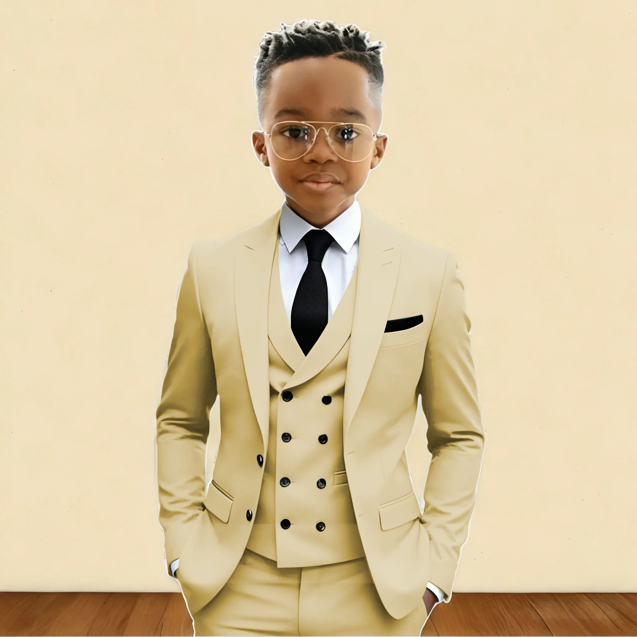 Mint Green 3 Pieces Flower Boy's Slim Fit Formal Suit Set for Wedding Prom Dinner Party Kids Uniform Tuxedos Blazer Vest Pants
