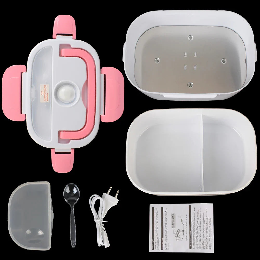 Electric heated lunch box by NICEYARD, portable food warmer compatible with 12V and 220V, for hot meals on the go.