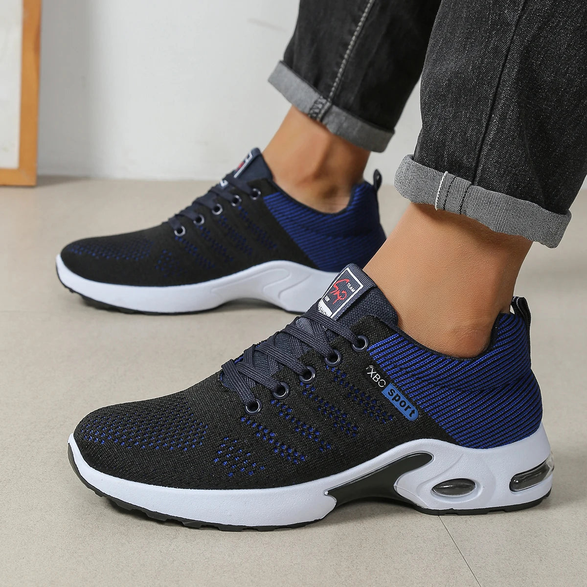 Men's breathable lace-up running shoes with non-slip soles, durable design, and pillow comfort in stylish men's fashion sneakers