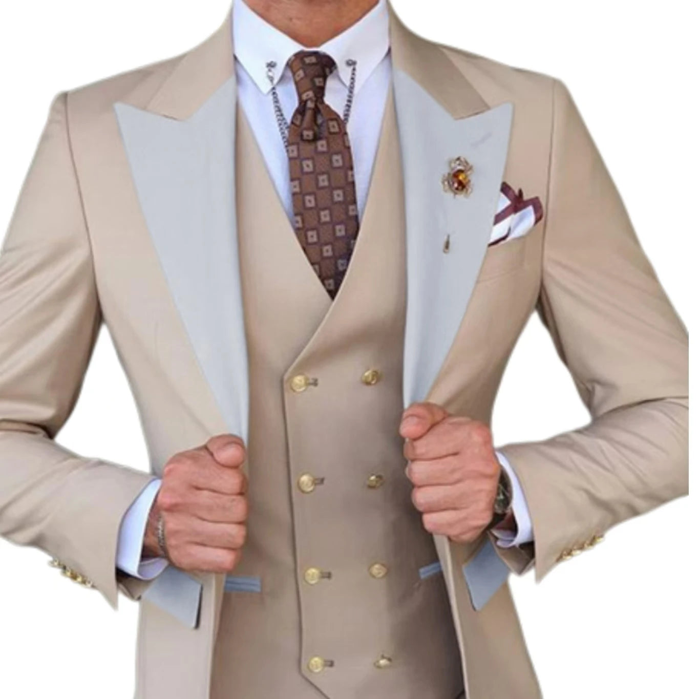Formal Men's Suits 3 Pcs Slim Fit Suit Classical Groomsman Tuxedo Wedding Formal Party  Set  Wedding Prom (Jacket+ Pants +Vest)