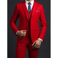 Men's stylish British-style suit with blazer, vest, and trousers in solid color, suitable for business, casual, or wedding occasions.