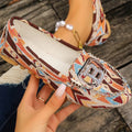Women's floral loafers by SHOWLU FASHION STORE, elegant slip-on fabric driving flats with colorful floral pattern.