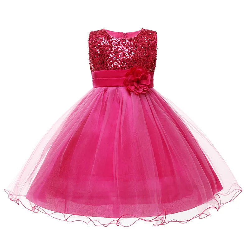 Girl's flower sequins dress for Christmas and Halloween, princess tutu style, suitable for ages 3-10, Showlu Fashion.
