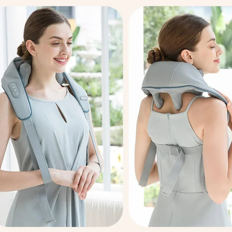 Showlu Smart neck and shoulder massager with electric kneading function, designed for relaxing trapezius muscle relief.