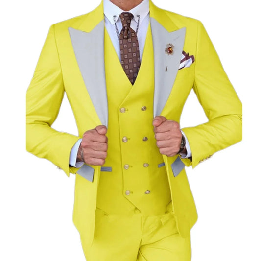 Formal Men's Suits 3 Pcs Slim Fit Suit Classical Groomsman Tuxedo Wedding Formal Party  Set  Wedding Prom (Jacket+ Pants +Vest)