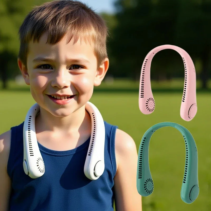 Showlu Smart General 4000mAh portable neck fan with adjustable fan blades and ergonomic design for hands-free cooling.