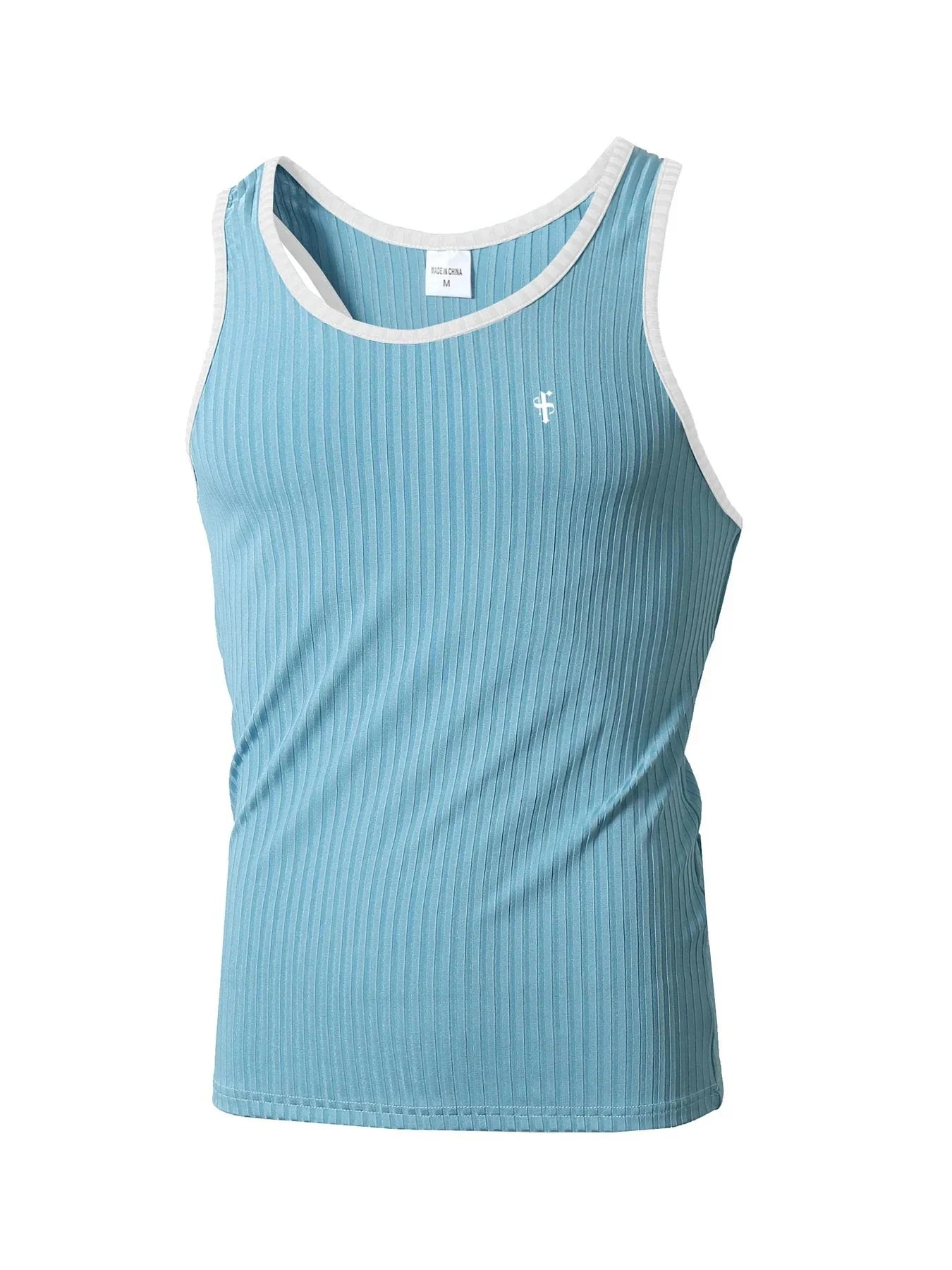 Men's quick-dry sleeveless gym tank top with vertical stripes by Showlu Fashion, ideal for active wear and workout sessions.