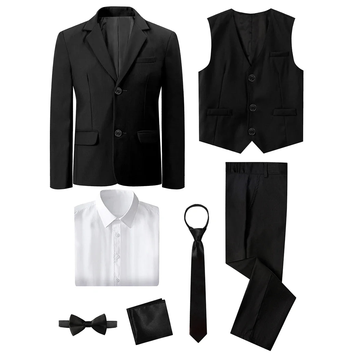 A&J DESIGN boys formal suit set featuring a cotton blazer and tuxedo for kids, suitable for weddings and special occasions.