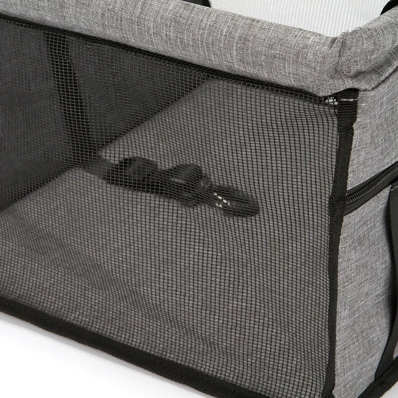 Showlu foldable dog car seat cover hammock with safety basket, designed to protect car seats and keep pets secure during travel.