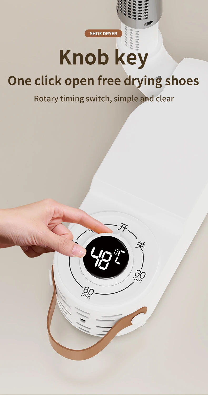 Showlu Smart General electric shoe dryer with 150W power, portable design, deodorizer function, and timer for drying shoes.