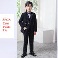 LUOBOBEIBEICN boys 3-piece plaid formal suit by SHOWLU FASHION STORE, featuring a tuxedo-style jacket, vest, and matching trousers.