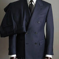 Men's tuxedo blazer and pants set featuring double-breasted buttons, peaked lapel, formal party and wedding attire from Showlu Fashion
