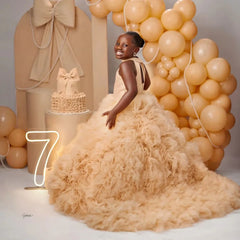 Luxury Puffy Ballgown Girls Birthday Party Dress Customized Flower Girl Dresses for Wed Little Queens Pageant Homecoming Dress