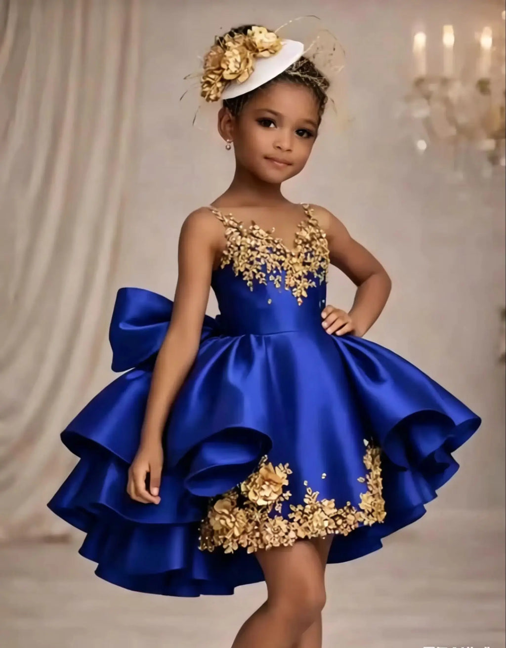 Elagant Flower Girl Dresses for Wedding Satin Sleeveless with Bow Applique Knee Lenght Kids First Communion Gowns Custom