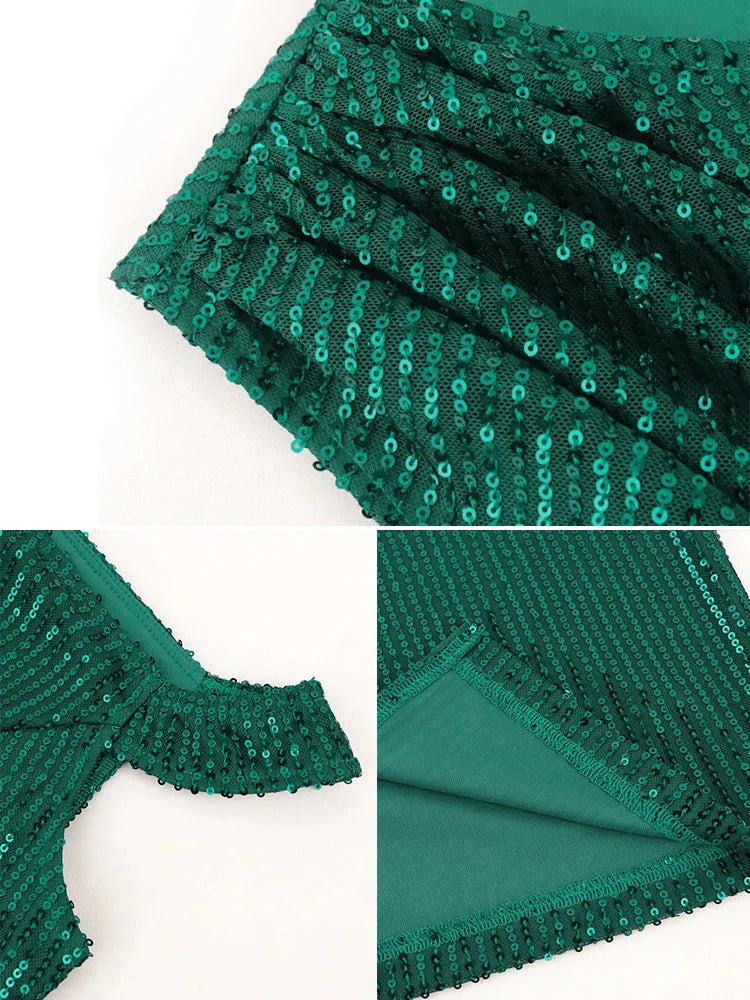 Plus size AOMEI women's one-shoulder sequin bodycon party dress with a stylish design, perfect for evening events and celebrations.