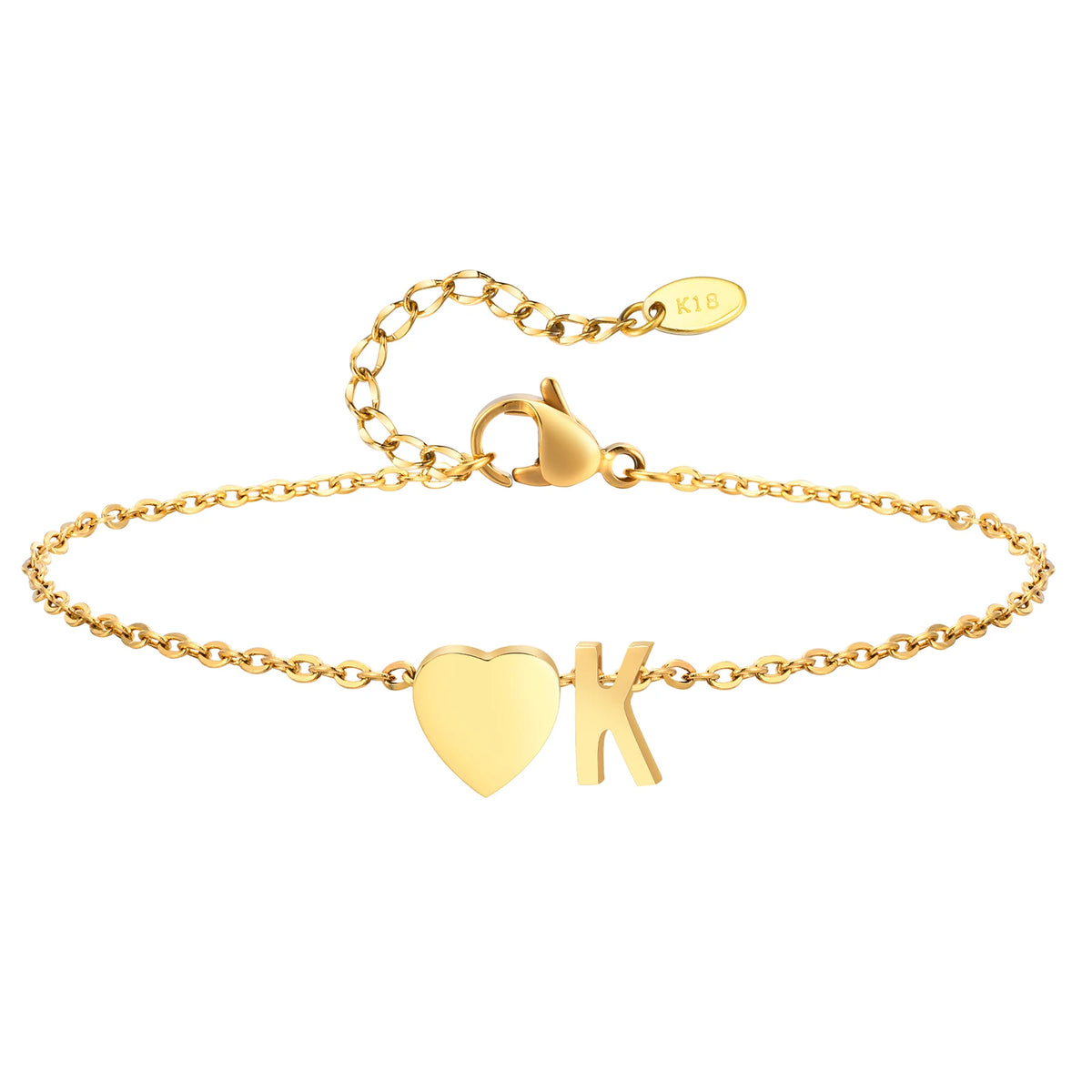 Women’s stainless steel heart initial anklet bracelet with adjustable beach jewelry design and personalized name foot chain.