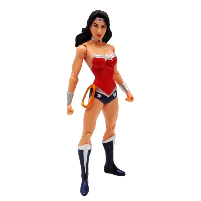 Justice League action figure by Bandai, 18cm movable PVC DC model toy featuring detailed superhero design.