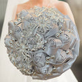 Navy silk rose wedding bouquet with artificial flowers, 20cm size, featuring detailed silk roses for elegant wedding decor