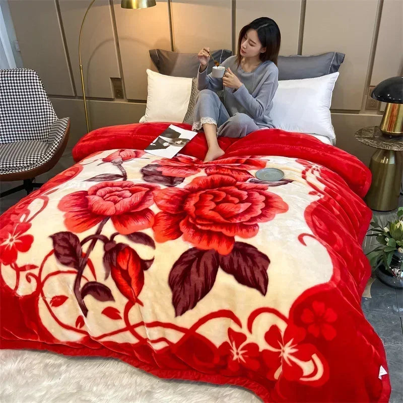 Raschel Mink Double Layer Winter Thick Plush Blanket For Bed Soft Warm Fluffy Throw Blankets 150x200cm Thicken Fleece Quilts
