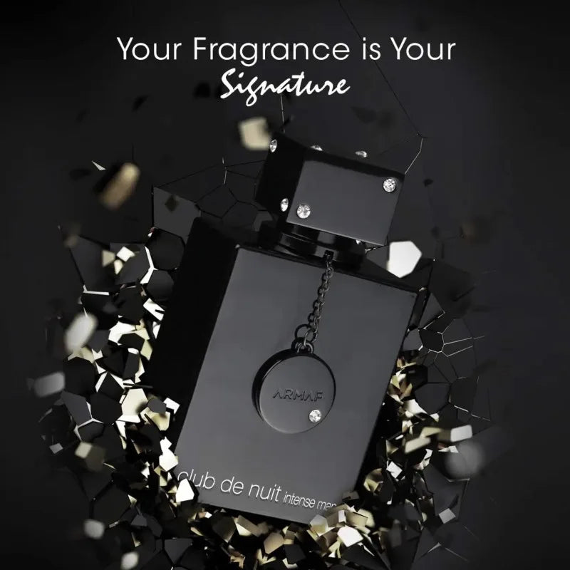 Armaf Club De Nuit Intense Man woody spicy EDP perfume for men and women, showcased in a sleek bottle on a neutral background.