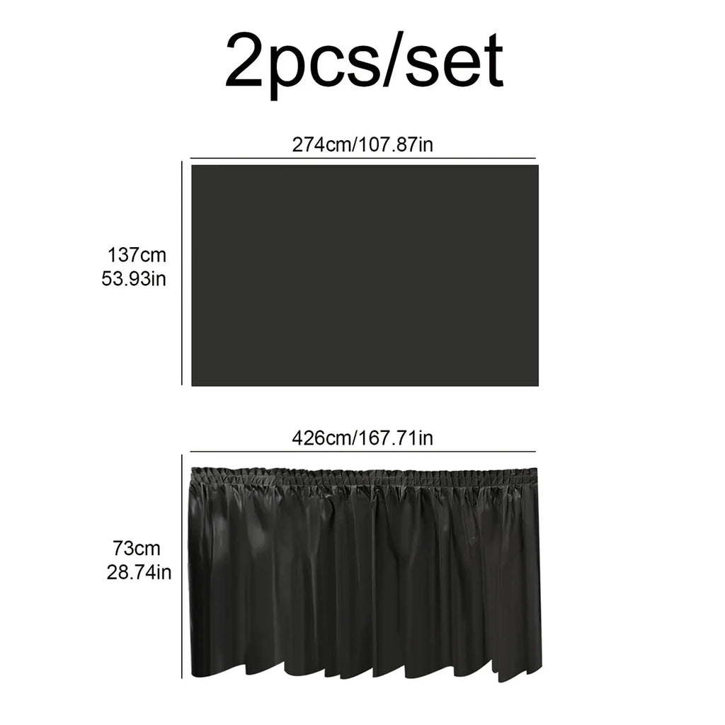 SHOWLU FASHION 2-piece disposable tablecloth and table skirt set, white with elegant design, perfect for events and gatherings.