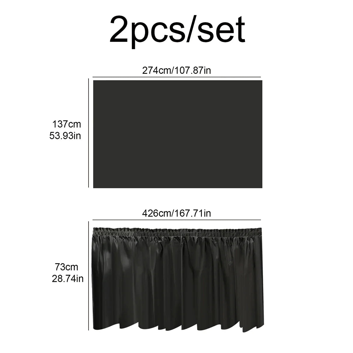 SHOWLU FASHION 2-piece disposable tablecloth and table skirt set, white with elegant design, perfect for events and gatherings.